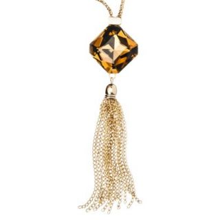 Capsule by C ra Necklace with Topaz Stone Center and Tassel   Gold