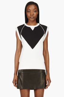 Iro White And Block Leather Trim Zarya Top