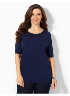 Catherines Plus Size Twinkle Trim Top   Womens Size 0X, Mariner Navy