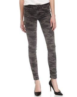 Camouflage Print Skinny Jeans, Gray
