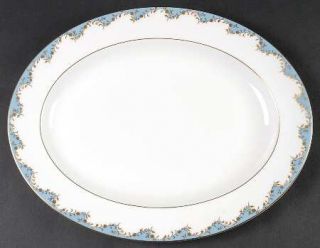 Royal Doulton Marlborough Light Blue 13 Oval Serving Platter, Fine China Dinner