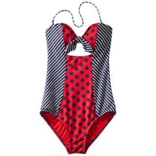 Juniors Polka Dot 1 Piece Swimsuit  Red S