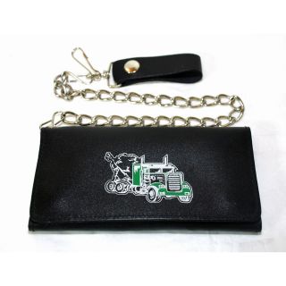 Hollywood Tag Truck Print Black Leathe Chain Wallet