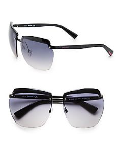 Oversized Semi Rimless Square Sunglasses   Black Smoke