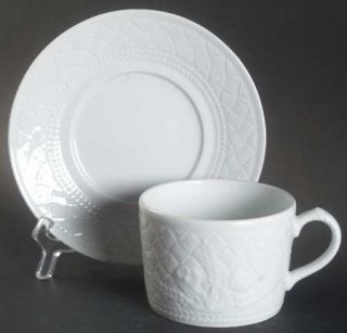 Royal Worcester Somerset (Embossed) Flat Cup & Saucer Set, Fine China Dinnerware