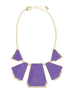 5 Drop Enamel & Crystal Bib Necklace, Purple