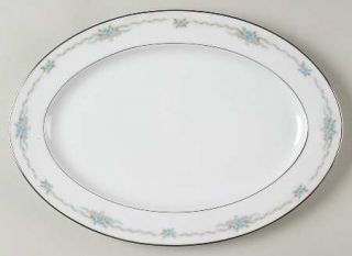 Style House Corsage 12 Oval Serving Platter, Fine China Dinnerware   Blue Roses
