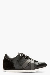 Mcq Alexander Mcqueen Black Pebbled Leather Sneakers