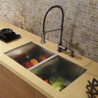 Vigo Industries VG15017 Kitchen Sink Set, Undermount Sink, Faucet amp; Dispenser Stainless Steel