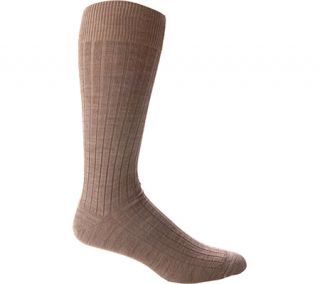 Mens Florsheim 6x2 Rib Wool Anklet W7307U3 (3 pairs)   Taupe Wool Socks