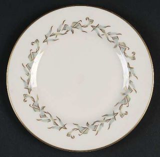 Pickard Rondelay Bread & Butter Plate, Fine China Dinnerware   Gray/Green Leaves
