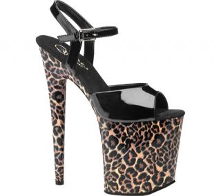 Womens Pleaser Motif 809LP   Black/Leopard Patent High Heels