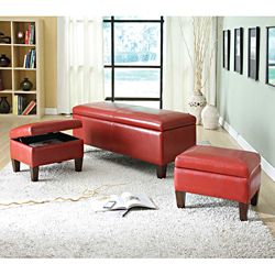 Ibrahim Red Storage Bench And Ottomans