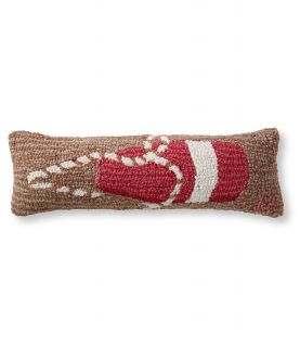 Wool Hooked Throw Pillow, Red Buoy