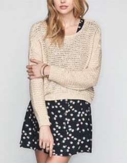 Open Weave Womens Crop Sweater Sand In Sizes Large, Medium, X Lar