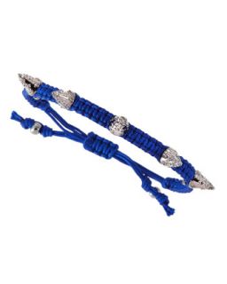 Crystal Studded Spike Cord Bracelet, Navy