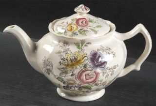 Johnson Brothers Sheraton (Floral Center) Teapot & Lid, Fine China Dinnerware  