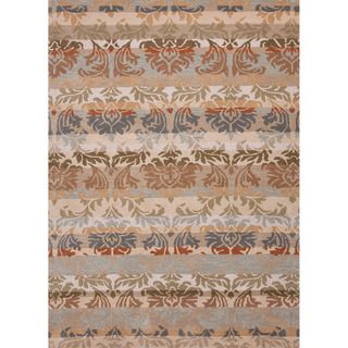 Hand tufted Transitional Oriental Brown/ Blue Area Rug (36 X 56)