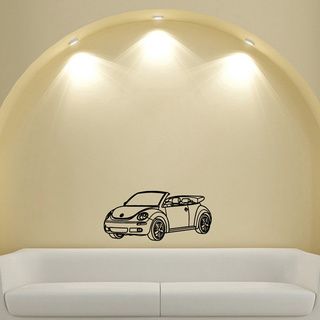 Vw Convertible Beetle Wall Art Vinyl Decal Sticker (Glossy blackEasy to apply, instructions includedDimensions 25 inches wide x 35 inches long )