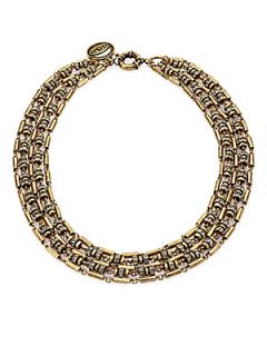 Giles & Brother Crystal Antiqued Multi Chain Necklace   Copper
