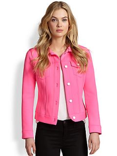 J Brand Slim Fit Scuba Jacket   Signal Pink