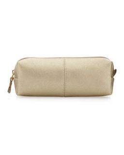 Saffiano Long Cosmetic Pouch, Gold