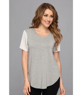 Vince Camuto Woven Back Embellished Tee Womens T Shirt (Silver)