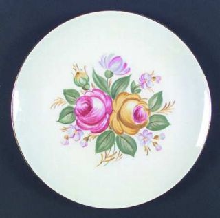 Royal (USA) Mountain Rose Dinner Plate, Fine China Dinnerware   Pink/Yellow/Blue