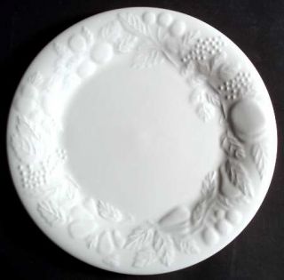 Gibson Designs Fruit Dinner Plate, Fine China Dinnerware   All White, Raised Fru