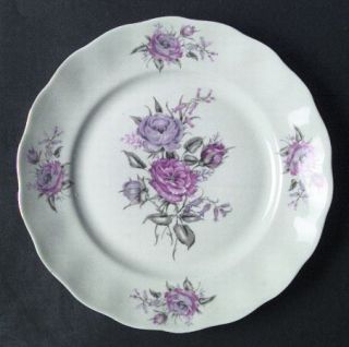 Favolina Fav11 Dinner Plate, Fine China Dinnerware   Pink/Purple Flowers, Green
