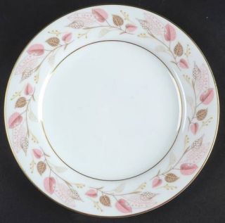 Noritake Rosanne Salad Plate, Fine China Dinnerware   Pink & Brown Leaves On Rim