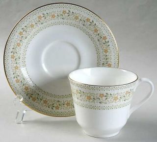 Royal Doulton Paisley Flat Cup & Saucer Set, Fine China Dinnerware   Pale Green
