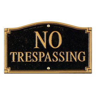 Whitehall No Trespassing Statement Wall/Lawn Plaque Black/White   01425
