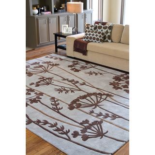 Hand tufted Grey Floral Rug (8 X 11)