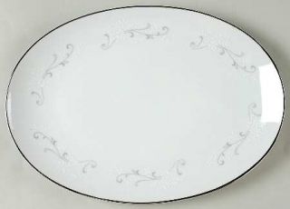 Seyei Claudia 12 Oval Serving Platter, Fine China Dinnerware   White Flowers, G