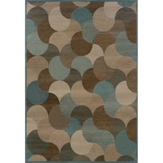 Abstract Beige/ Stone Blue Rug (53 X 76)