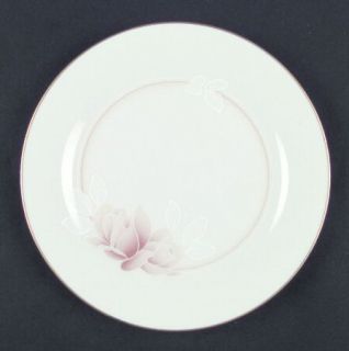 Noritake Devotion Salad Plate, Fine China Dinnerware   Taupe Roses, White  Leave