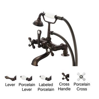 Water Creation F6 0007 03 Vintage Classic 7 inch Spread Deck Mount Tub Faucet With 2 inch Risers And Handheld Shower