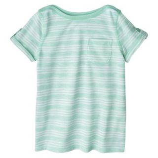Cherokee Infant Toddler Girls Short Sleeve Striped Tee   Nettle Green 2T