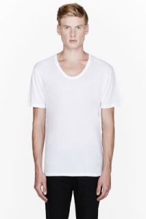 T By Alexander Wang White Classic Low Neck T_shirt