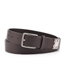 Leather 32mm Reversible Belt, Black/Dark Brown