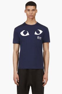 Comme Des Garons Play Navy And White Logo T_shirt