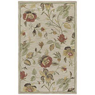 Hand tufted Lawrence Oatmeal Floral Wool Rug (96 X 130)