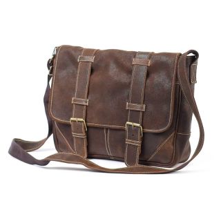 ClaireChase Personalized Sorrento Messenger Bag   Distressed Brown   163E D.