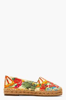 Dolce And Gabbana Yellow Floral Print Espadrilles