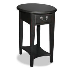 Black Oval Side Table (Solid hardwoodFinish BlackDimensions 24 inches high x 21 inches wide x 16 inches deep Assembly required)