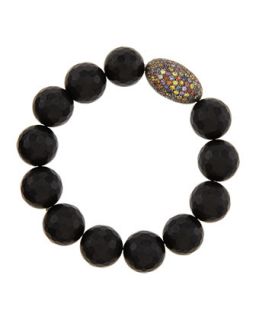 Black Onyx Bead Bracelet with Multicolor Sapphires