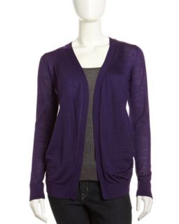 Scrunched Open Front Cardigan, Iris