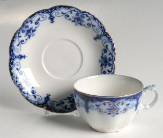 Johnson Brothers Jewel, The (Flow Blue) Flat Cup & Saucer Set, Fine China Dinner