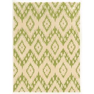 Trio Collection Ikat Ivory/ Green Area Rug (8 X 10)